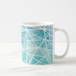 Aquamarine mit weißem Geometriespannraum Kaffeetasse