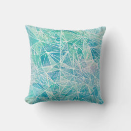 Aquamarine mit weißem Geometriespannraum Kissen