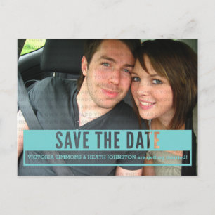 Aquamarine moderne Ausschnitt Save the Date Postka Ankündigungspostkarte