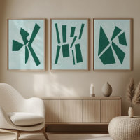 Aquamarine moderne Gouache Print Polygon Forms