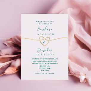Aquamarine moderne kalligraphische Hochzeit Einladung