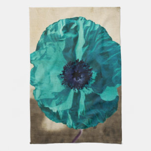 Aquamarine Mohnblume Geschirrtuch