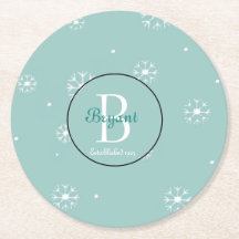 Aquamarine Monogram Snowflake Untersetzer