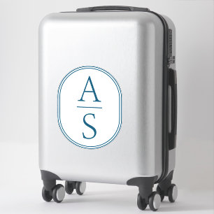 Aquamarine Monogramm-Initialen Modernes, einfaches Aufkleber