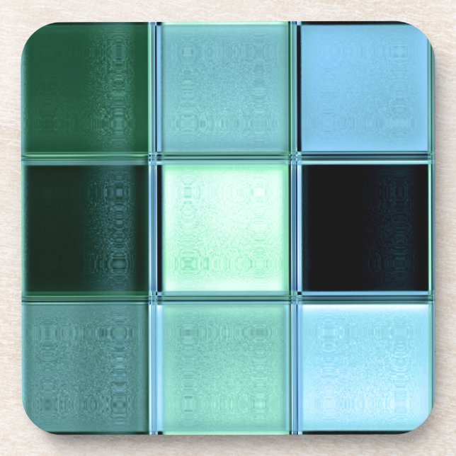 AquaMarine Mosaik Untersetzer Set mit Korkstützen (Vorderseite)