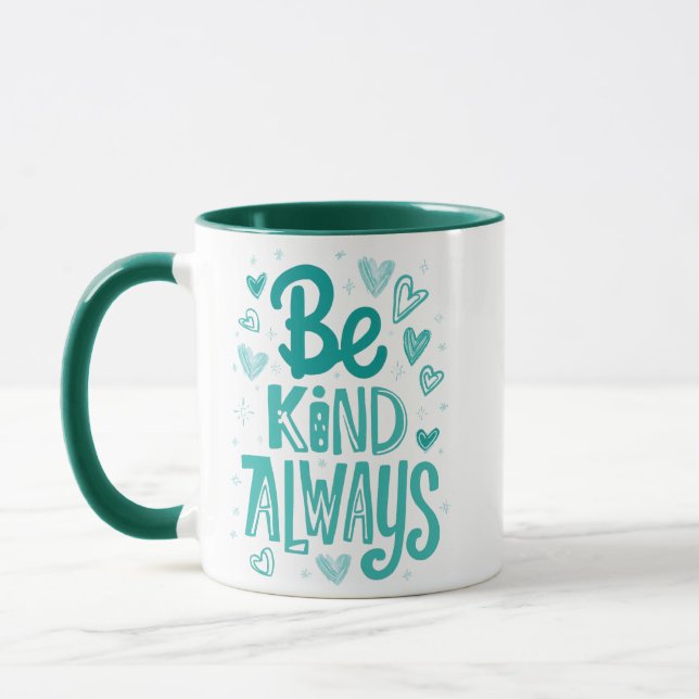 Aquamarine Motivierend Meldung "be kind" Tasse (Links)