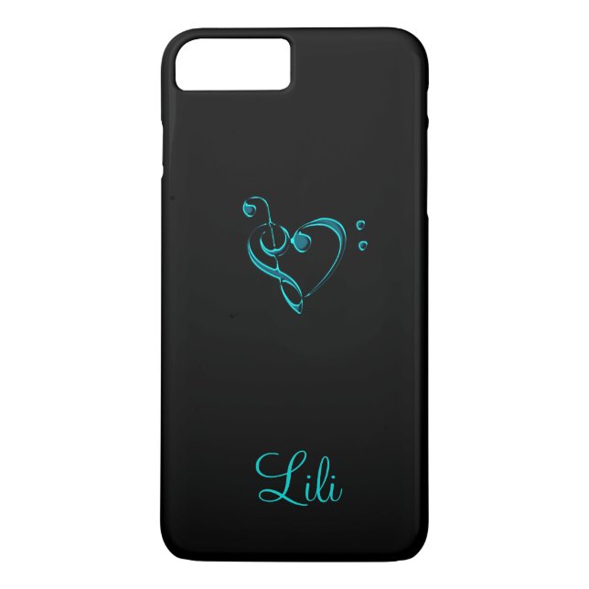Aquamarine Musikclef-Herz iPhone 7 Plusfall Case-Mate iPhone Hülle (Rückseite)