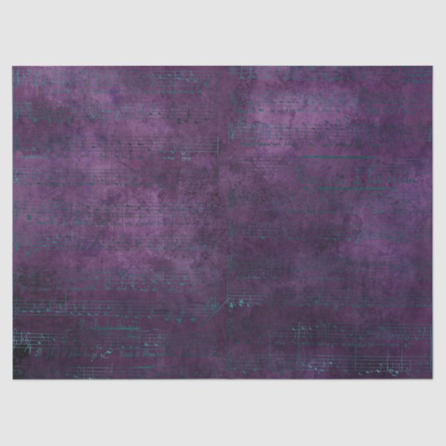 Aquamarine Musikhinweise auf der Lila Decoupage Seidenpapier (Vorderseite)