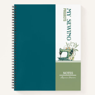 Aquamarine Nähprojektnotizen Notizbuch