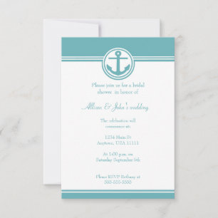 Aquamarine Nautical Anchor Bridal Dusche Einladung