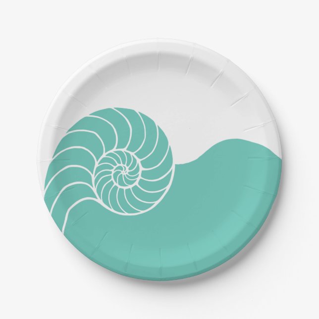 Aquamarine Nautilus-SeeMuschel Pappteller (Vorderseite)