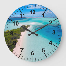 Aquamarine ocean And Beach Theme Große Wanduhr
