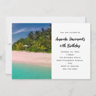 Aquamarine Ocean Tropical Beach Scenic Birthday Einladung