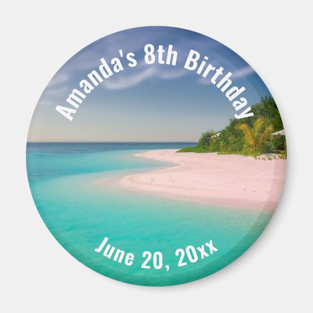 Aquamarine Ocean Tropical Beach Scenic Birthday Magnet (Vorne)
