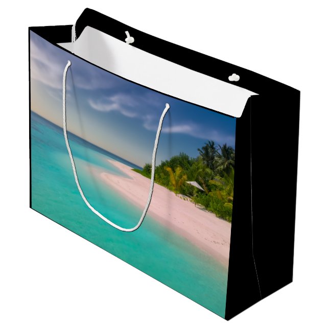 Aquamarine Ocean Tropical Beach Scenic Große Geschenktüte (Vorderseite Schrägansicht)