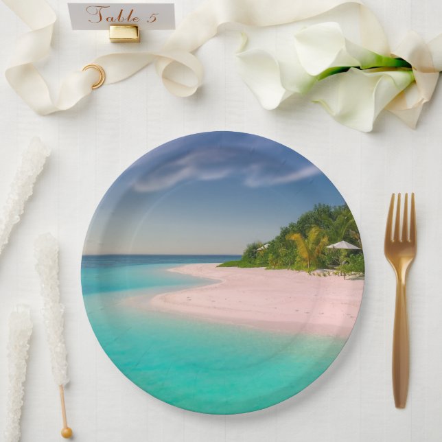 Aquamarine Ocean Tropical Beach Scenic Pappteller (Hochzeit)