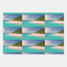 Aquamarine Ocean Tropical Beach Scenic Pattern Geschenkpapier Set