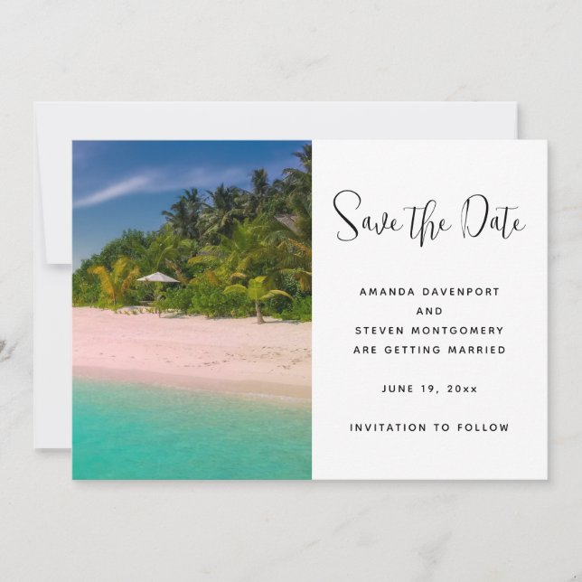 Aquamarine Ocean Tropical Beach Scenic Photo Save The Date (Vorderseite)