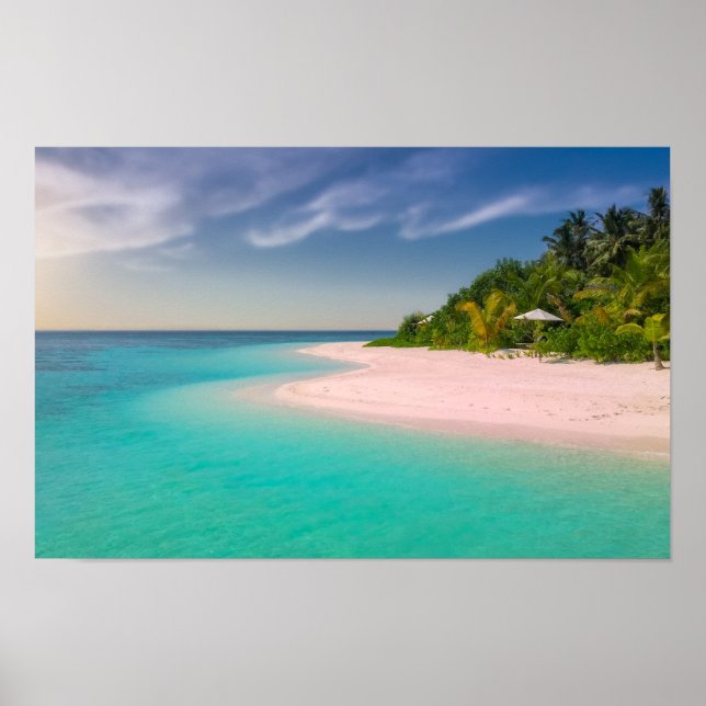 Aquamarine Ocean Tropical Beach Scenic Poster (Vorne)