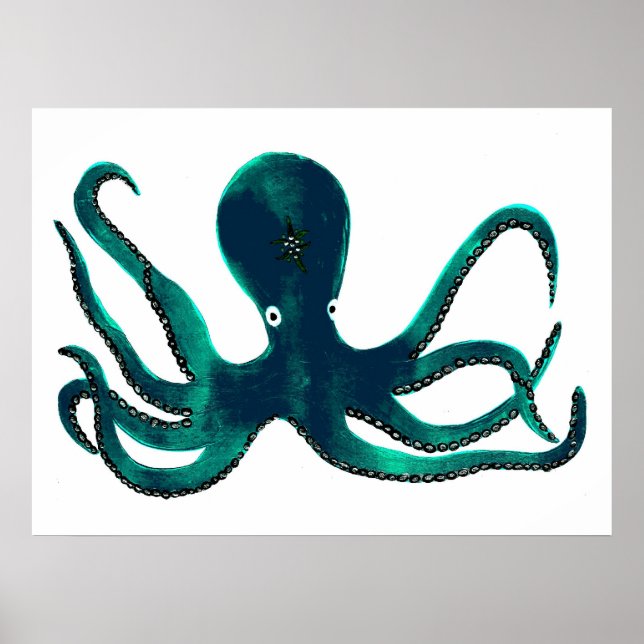 Aquamarine Octopus Poster (Vorne)