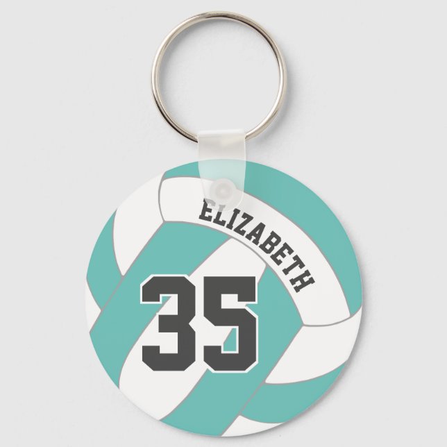 aquamarine oder JEDE Farbe w Weiße Jungs Volleybal Schlüsselanhänger (Vorderseite)