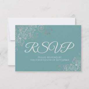 Aquamarine oder türkisfarbene Hochzeit RSVP Karte