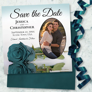 Aquamarine oder türkisfarbene Rose mit Oval Foto H Save The Date