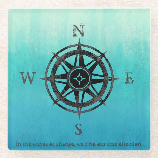 Aquamarine Ombre Sea Glasuntersetzer (Vorderseite)