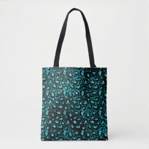 Aquamarine Ombre- und Black Glam Glitzer Leopard S