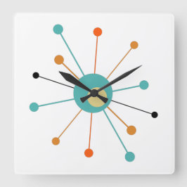 Aquamarine Orange Atomera Sternexplosion Mitte Jah Quadratische Wanduhr