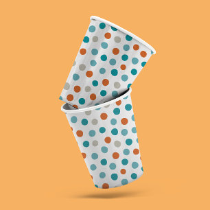 Aquamarine Orange Polka Dot Paper Cups Pappbecher