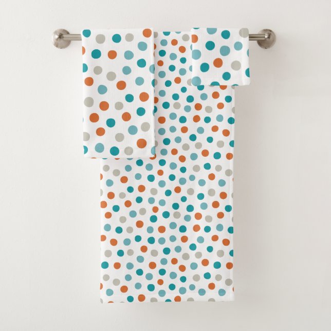 Aquamarine Orange Polka Dots Badetücher Badhandtuch Set (Insitu)