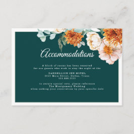 Aquamarine Orangefarbene Hochzeit im Herbst Unterk Begleitkarte