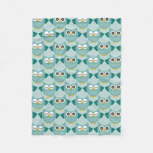 Aquamarine Owls Fleecedecke