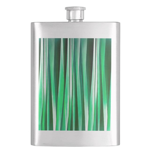 Aquamarine-Ozean-Stripy Muster Flachmann (Vorderseite)