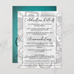 Aquamarine Paris-Passport-Hochzeit Begleitkarte