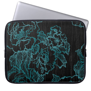 Aquamarine Peonies auf dem eleganten Schwarzen Mee Laptopschutzhülle