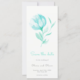 Aquamarine Peonies Save the Date Einladung
