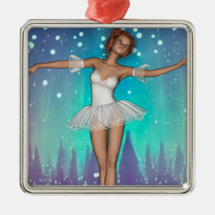 Aquamarine Perlen und Bäume in der Ballerina Ornament Aus Metall