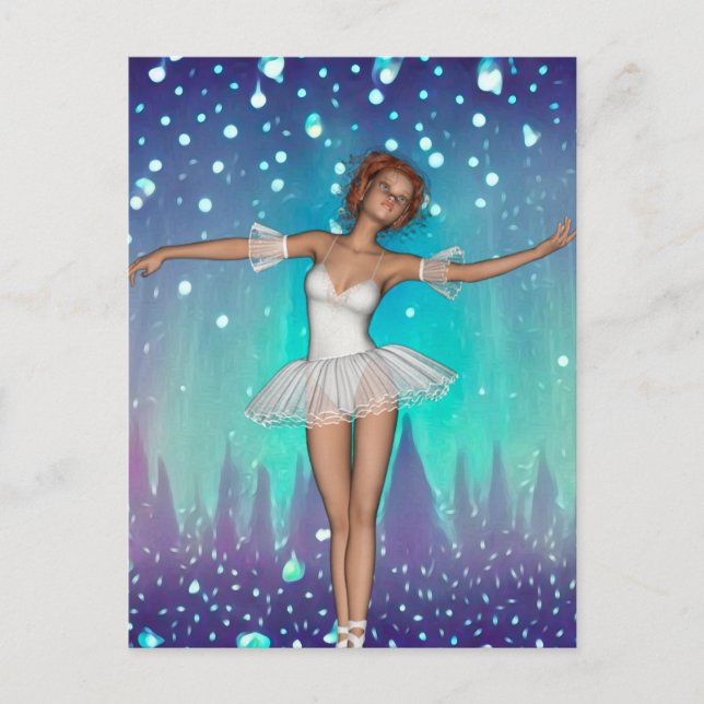 Aquamarine Perlen und Bäume in der Ballerina Postkarte (Vorderseite)
