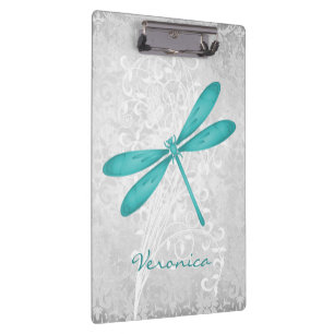 Aquamarine Personalisierte Libelle Klemmbrett