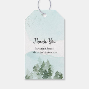 Aquamarine Pinienbäume und Sage Wedding Gift Tags Geschenkanhänger