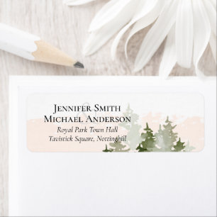 Aquamarine Pinienbäume und Sage Wedding Label