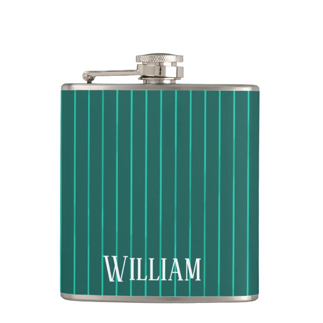 Aquamarine Pinstreifen Flachmann (Vorderseite)