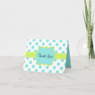 Aquamarine Polka Dot Thank You Card Dankeskarte