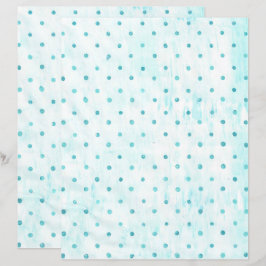 Aquamarine Polka Dots auf weißtürkisfarbenem Scrap