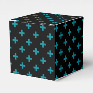 Aquamarine Polka-Kreuze auf schwarz Geschenkschachtel