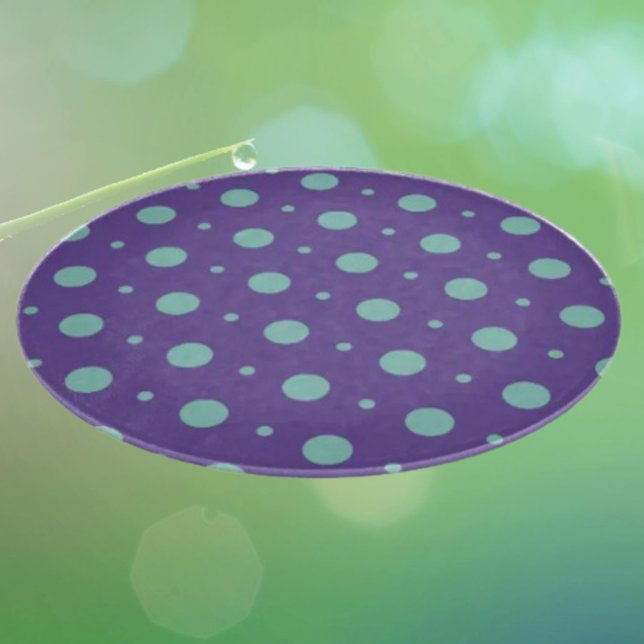 Aquamarine Polka-Punkte auf Lila dekorativem Glas Schneidebrett (Von Creator hochgeladen)