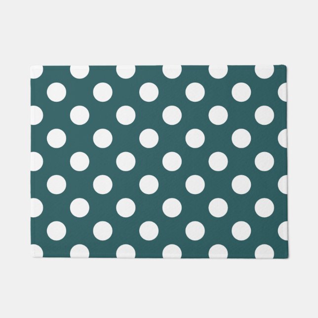 Aquamarine Polka-Punkte Fußmatte (Vorderseite)