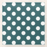 Aquamarine Polka-Punkte Glasuntersetzer<br><div class="desc">Aquamarine Polka-Punkte</div>